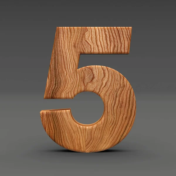 Ahşap sayı 5 koyu arka plan üzerinde izole