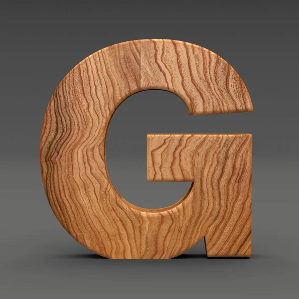 Koyu arka plan üzerinde izole ahşap harf g