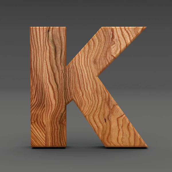 Ahşap koyu arka plan üzerinde izole K harfi