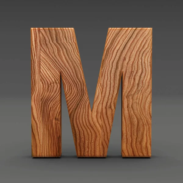 Ahşap mektup koyu arka plan üzerinde izole M