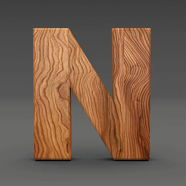 Ahşap koyu arka plan üzerinde izole N harfi