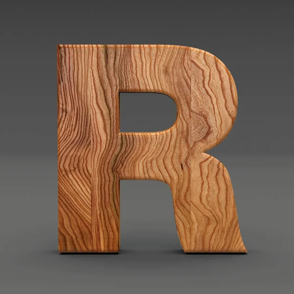 Ahşap harf R koyu arka plan üzerinde izole