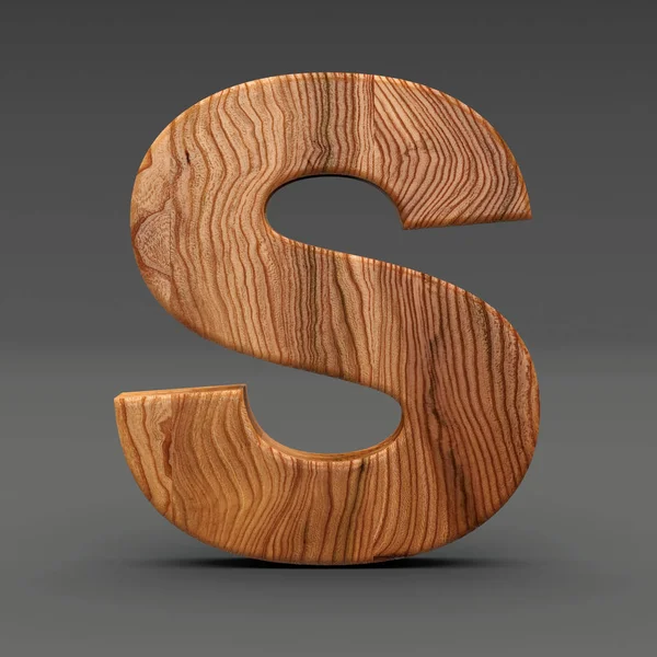 Wooden letter S isolated on dark background — Stock Photo, Image