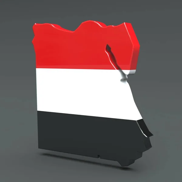 Africa paese Egitto 3D mappa bandiera su sfondo grigio — Foto Stock