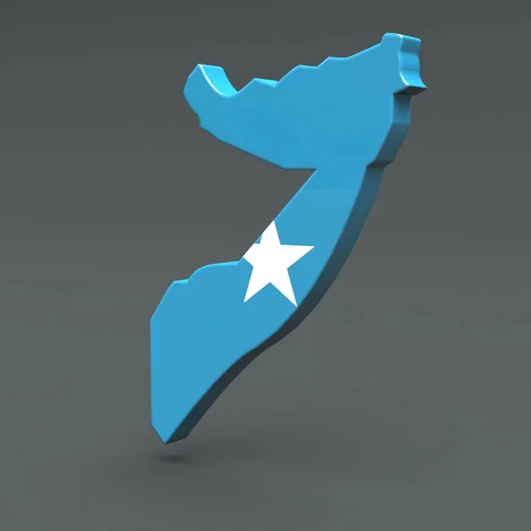 Africa paese somaila 3D mappa bandiera su sfondo grigio — Foto Stock