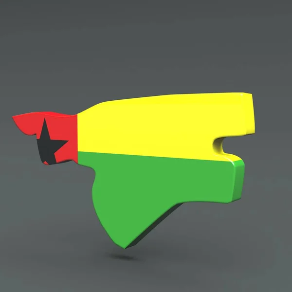 Africa countrie guinea bissau Mapa de banderas 3D sobre fondo gris — Foto de Stock