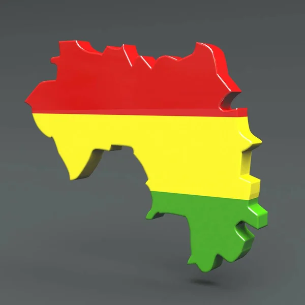 Afrika zemíc guinea 3d vlajky mapuje na šedém pozadí — Stock fotografie