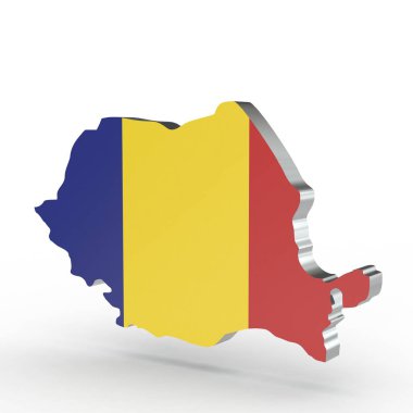 Europe 3d beyaz arka plan üzerinde izole Romanya Haritası