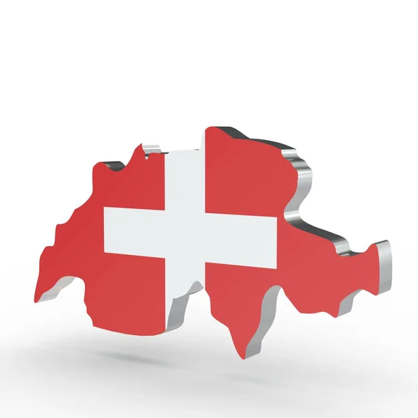 Europa Mapa 3D da Suíça isolado sobre fundo branco — Fotografia de Stock