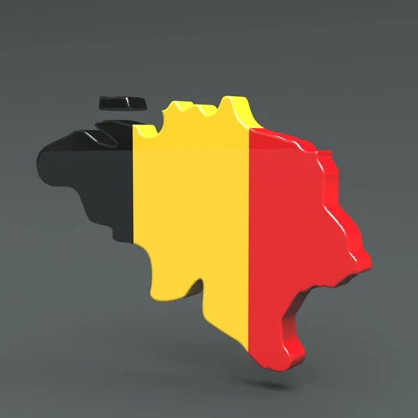 Europa 3d karta över Belgien isolerad på mörk bakgrund — Stockfoto