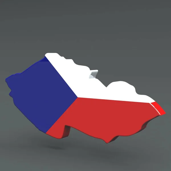 Europe Carte 3D de la République Tchèque iisolée sur fond sombre — Photo
