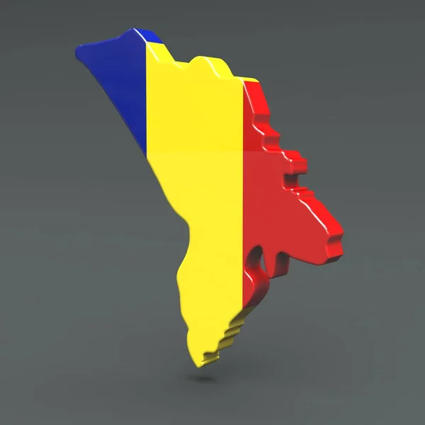 Europa Mapa 3D da Moldávia isolado sobre fundo escuro — Fotografia de Stock