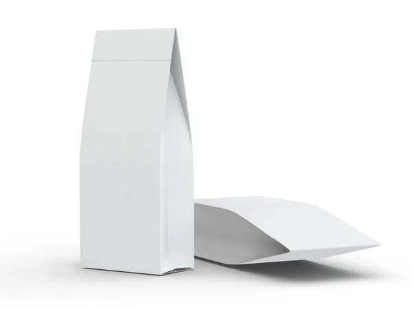 Білі коробки ізольовані на білому тлі з маком тіні — стокове фото