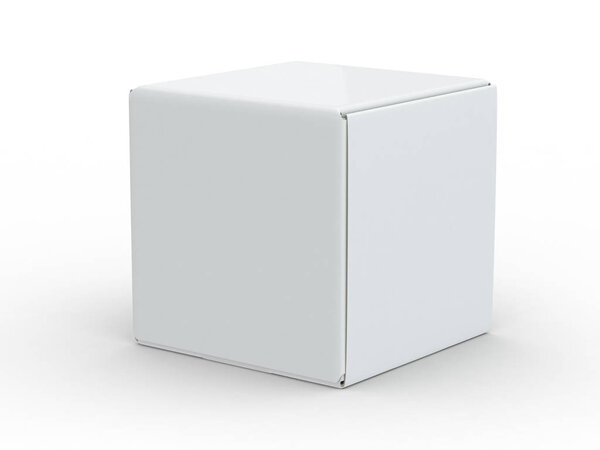 Белый ящик изолирован на белом фоне с теневым макетом
