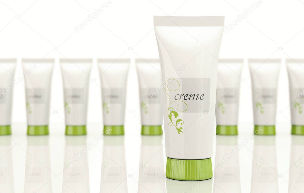 Tube with cosmetic cream isolated on white