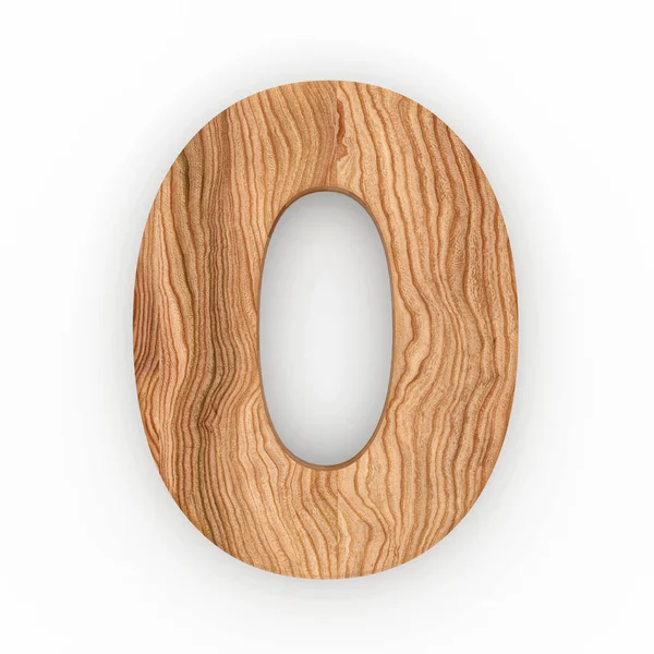 Ahşap numarası 0 beyaz arka plan üzerinde izole