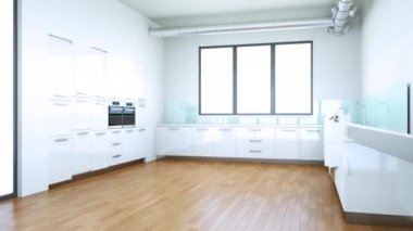 Bina Modern Mutfak iç tasarım 3d