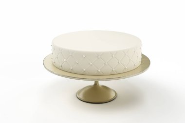 temel düğün pastası izole plaka beyaz arka plan 3d çizim
