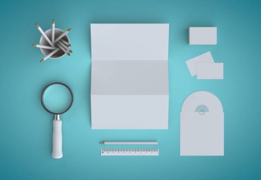 Kurumsal ileti örneği marka model mavi zemin üzerine