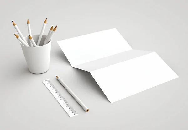 Corporate Papelaria Branding Mock-up em fundo branco — Fotografia de Stock