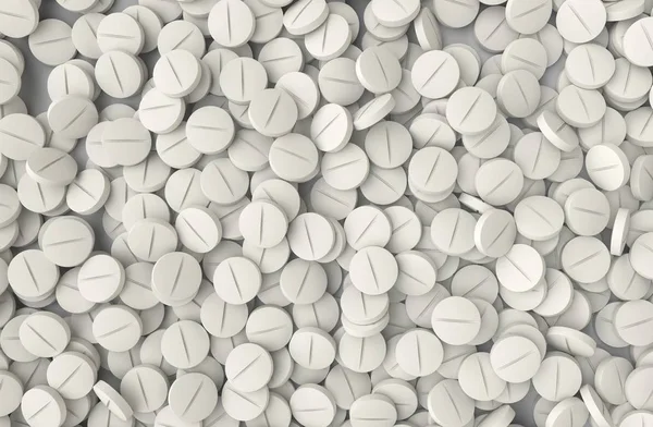 Motyw tła medycyny z różnych białe tabletki — Zdjęcie stockowe