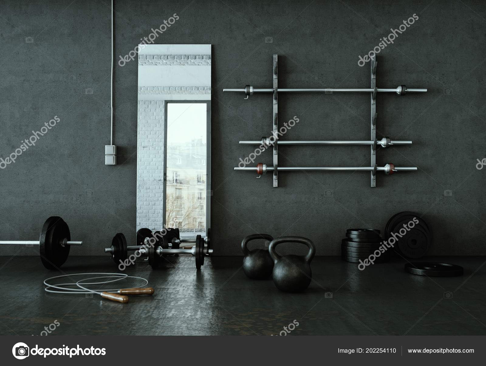 Workout Room With Different Weight Lifting Equipment