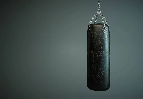 Siyah deri kum torbası boş odada