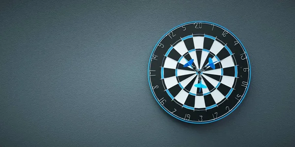 Arrows on target dart on grey background