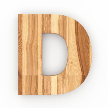 Ahşap beyaz arka plan üzerinde izole D harfi
