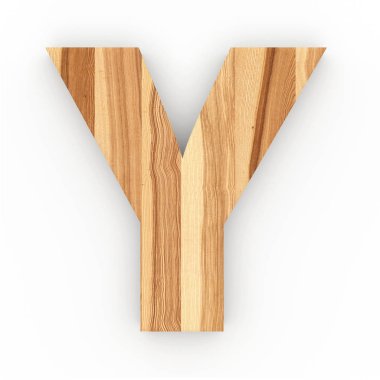 Ahşap beyaz arka plan üzerinde izole Y harfi