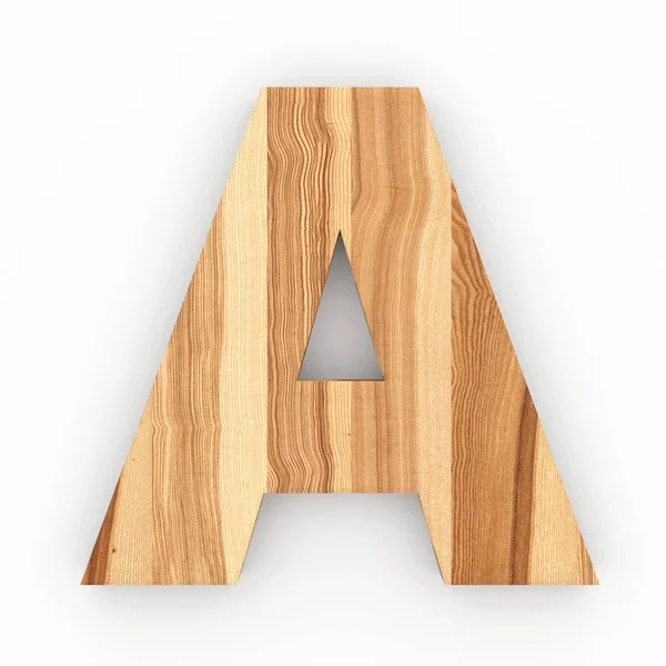 Lettera di legno A isolata su sfondo bianco — Foto Stock