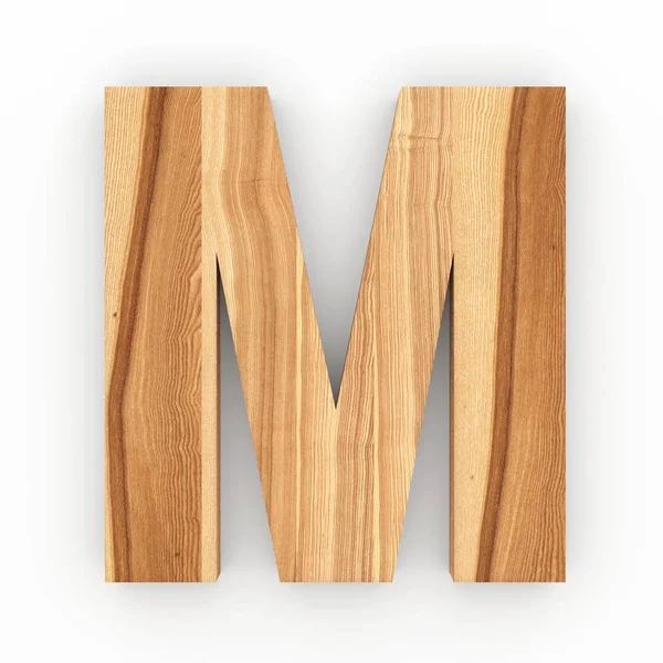 Carta de madeira M isolada sobre fundo branco — Fotografia de Stock