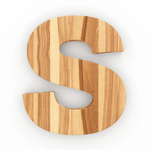 Letra de madera S aislada sobre fondo blanco — Foto de Stock