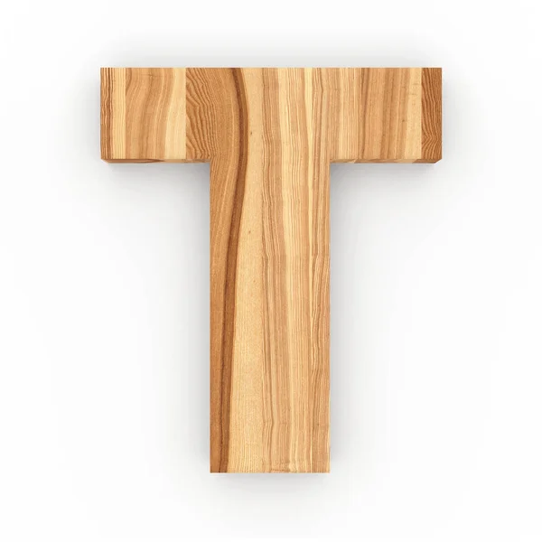Carta de madeira T isolado no fundo branco — Fotografia de Stock