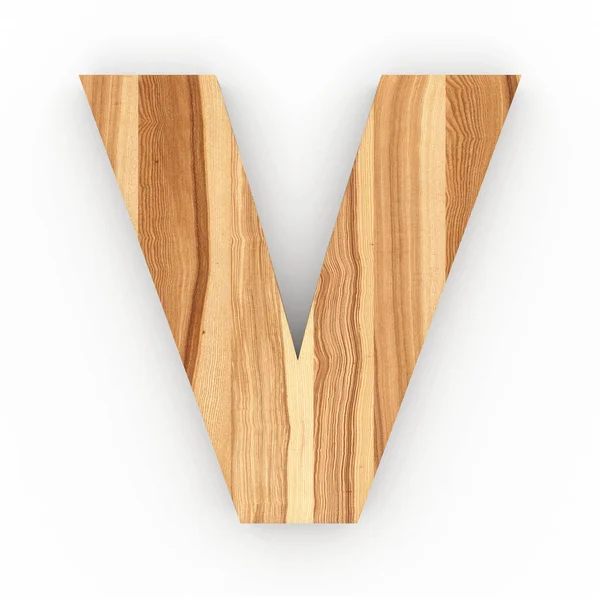 Дерев'яна літера V ізольована на білому тлі — стокове фото