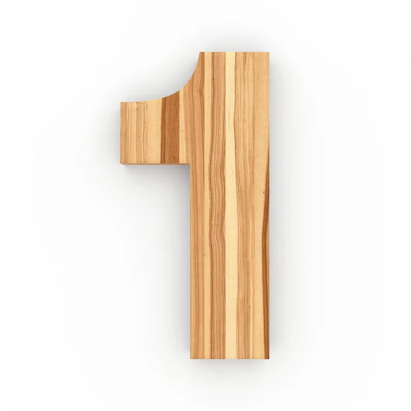 Número de madeira 1 isolado no fundo branco — Fotografia de Stock