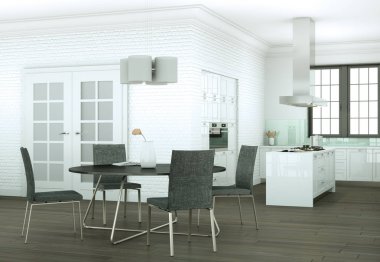 Modern parlak skandinavian iç tasarım Daire