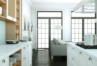 modern mutfak dekorasyon illüstrasyon