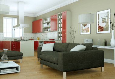 Modern parlak skandinavian iç tasarım Daire