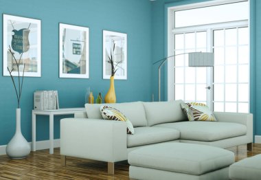 Modern parlak skandinavian iç tasarım Daire