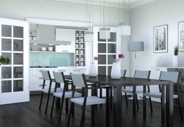 Yemek odası iç tasarım modern daire içinde