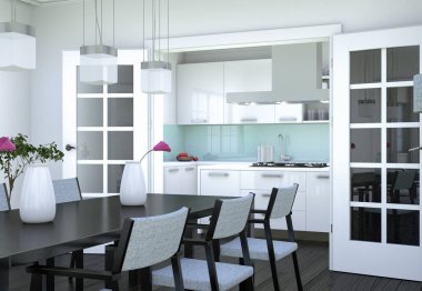 Yemek odası iç tasarım modern daire içinde