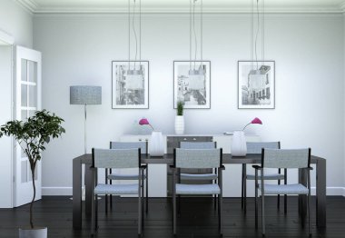 Yemek odası iç tasarım modern daire içinde