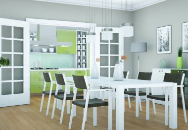 Yemek odası iç tasarım modern daire içinde