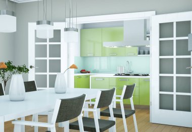 Yemek odası iç tasarım modern daire içinde