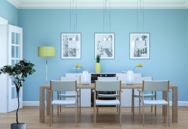 Yemek odası iç tasarım modern daire içinde