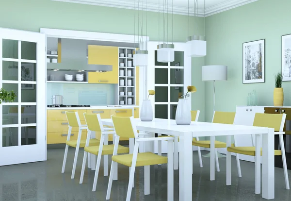 Dining room inredning och design i moderna appartment — Stockfoto