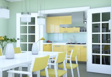 Yemek odası iç tasarım modern daire içinde