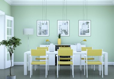 Yemek odası iç tasarım modern daire içinde