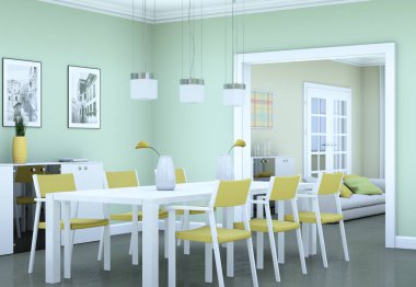 Yemek odası iç tasarım modern daire içinde